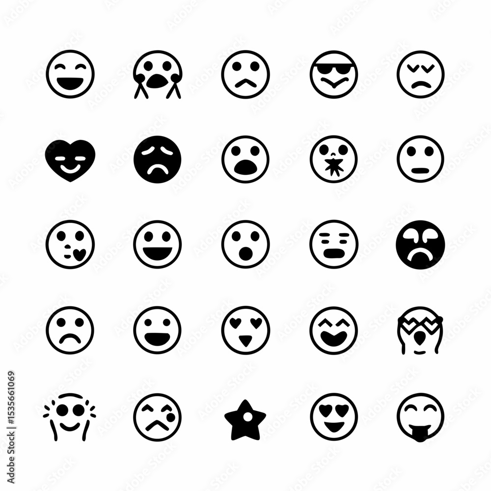 Design a vibrant set of diverse reaction emoji icons, showcasing a wide range of emotions and expressions suitable for digital communication. Design a vibrant set of diverse reaction emoji icons, showcasing a wide range of emotions and expressions suitable for digital communication.