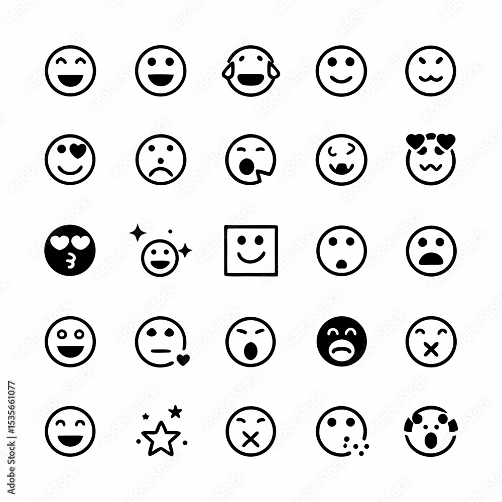 Design a vibrant set of diverse reaction emoji icons, showcasing a wide range of human emotions and expressions. Include happy, sad, angry, surprised, and loving faces. Design a vibrant set of diverse reaction emoji icons, showcasing a wide range of human emotions and expressions. Include happy, sad, angry, surprised, and loving faces.