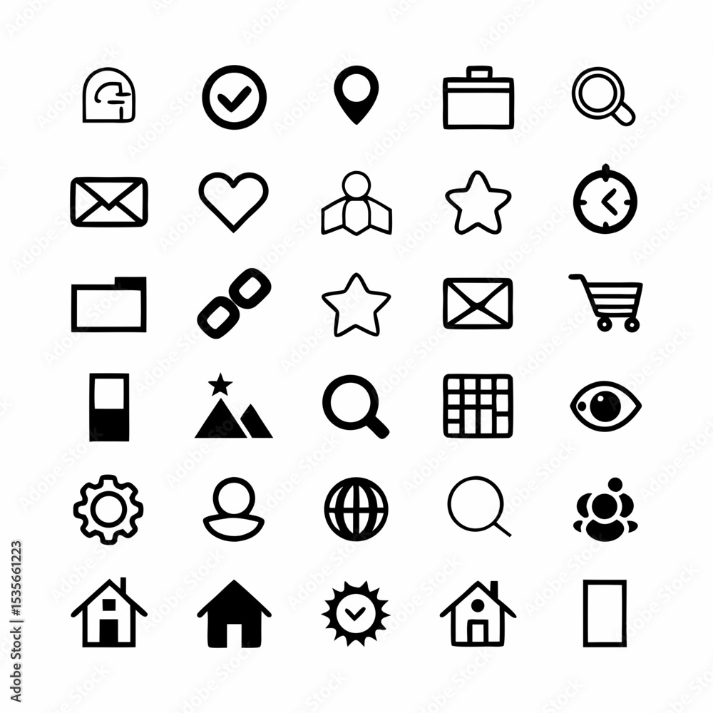 A set of web icons with rounded corners, showcasing various functions and actions, designed for website or app interfaces. A set of web icons with rounded corners, showcasing various functions and actions, designed for website or app interfaces.