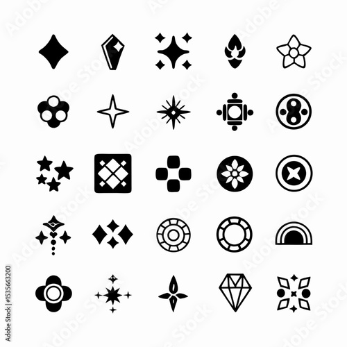 Design a set of vibrant, stylized icons representing virtual items and loot for a fantasy RPG game.  Include diverse item types.