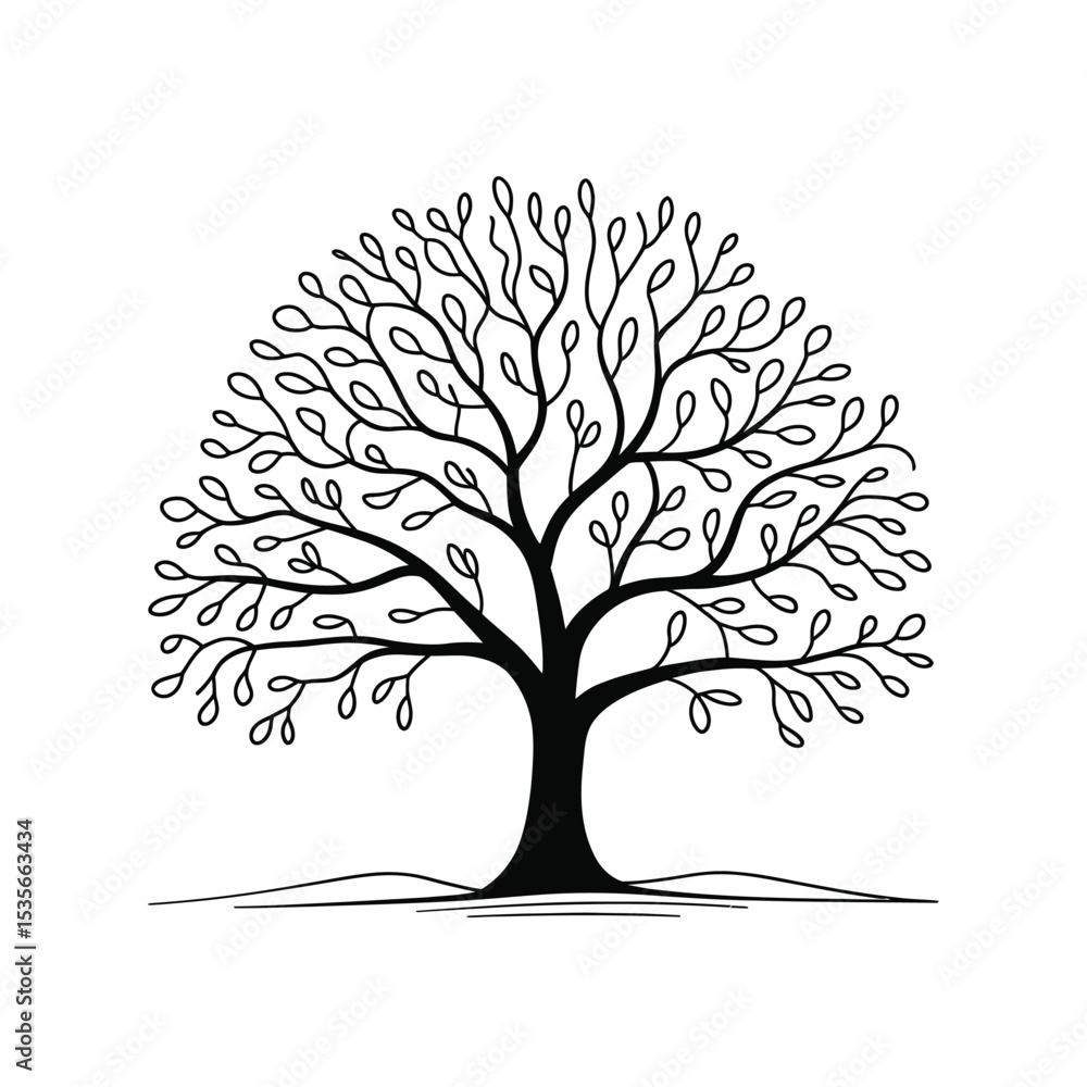 Fototapeta premium Elegant Line Art Tree Illustration