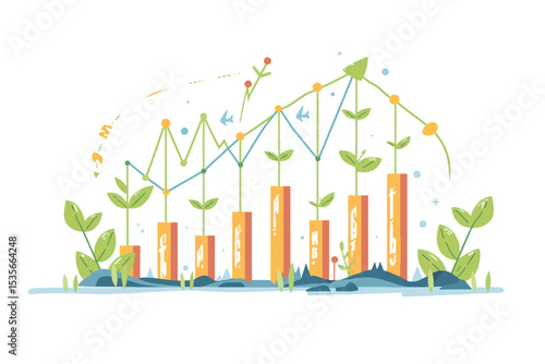 Impact investing and nature friendly or sustainable funding outline concept. Ethical business model with green and environmental goal vector illustration. Financial profit with ecological project.