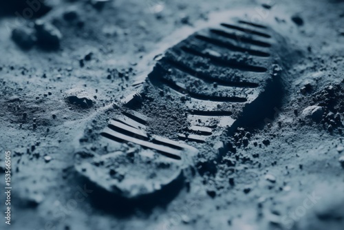 Footprint of an astronaut on the moon surface