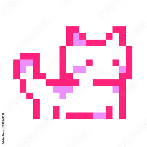 Pink cutie cat pixel icon