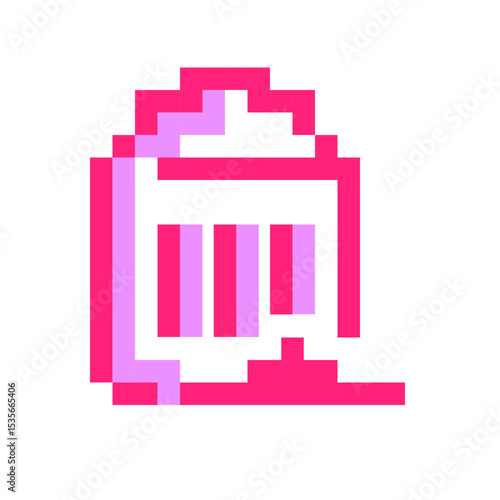 Pink ful recycle bin pixel icon