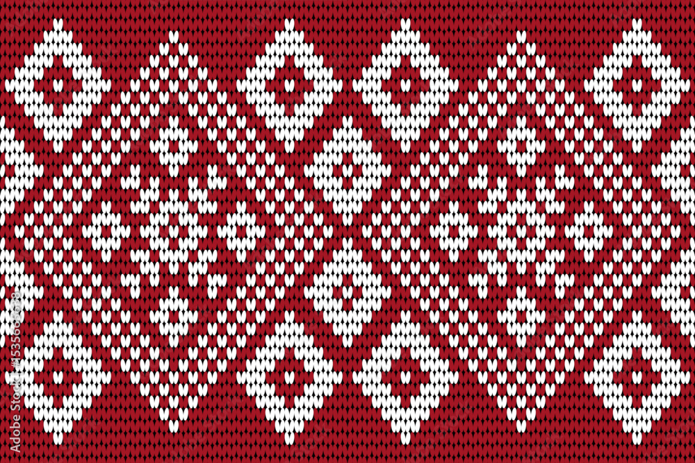 Fototapeta premium Square shapes on woven fabric, various decorative flowers, seamless.