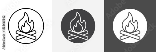Campfire icon set vector art