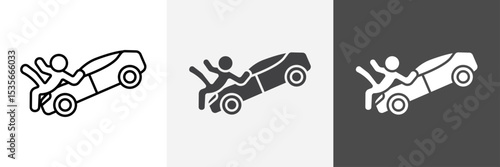 car accident icon set vector art