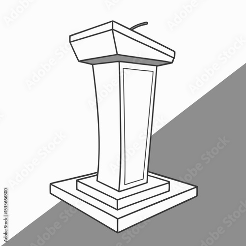Monochrome Illustration of a Podium with Microphone for Public Speaking Presentations and Political Events with a Minimalist Design