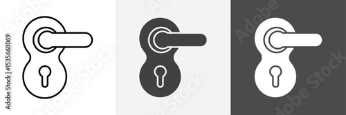 Door knob icon set vector art