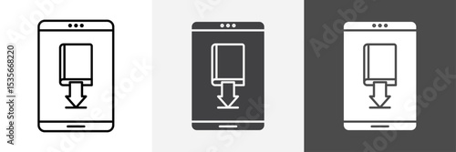 E book download icon set vector art