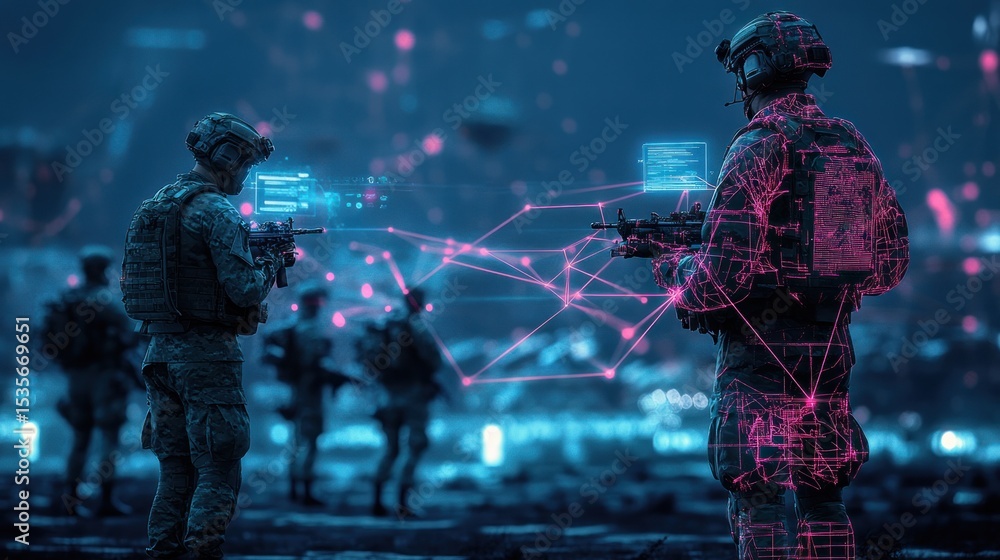 Naklejka premium Futuristic Soldiers in Combat