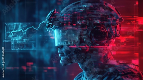 Futuristic soldier with HUD