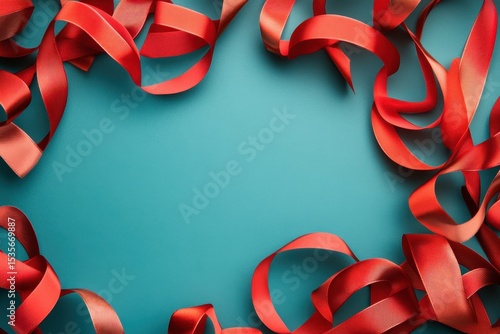 clear pixel visual of top view copy space background with ribbons