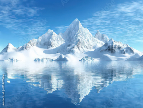 Wallpaper Mural Majestic Snowy Mountain Reflection in Calm Blue Water Landscape Torontodigital.ca