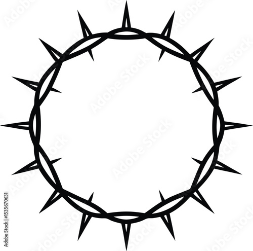 crown of thorns icon line art vector illustration on transparent background