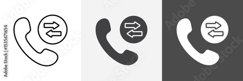incoming outgoing calls icon set vector art