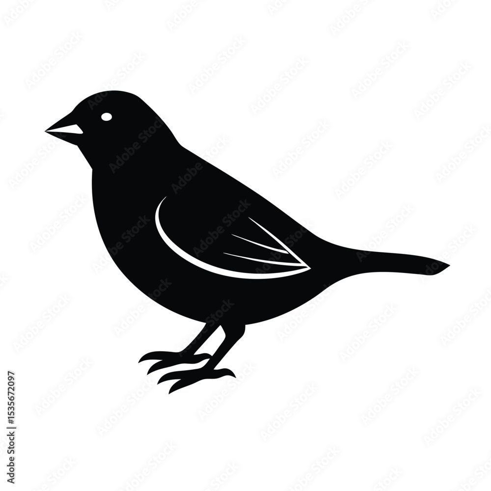 Obraz premium Finch Hopping Vector Silhouette