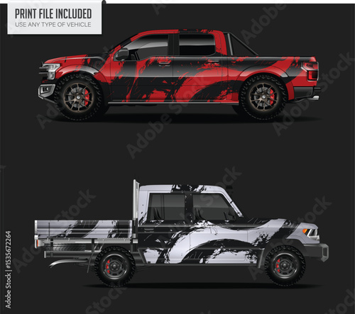 Red and Black Truck Wrap Designs for Print