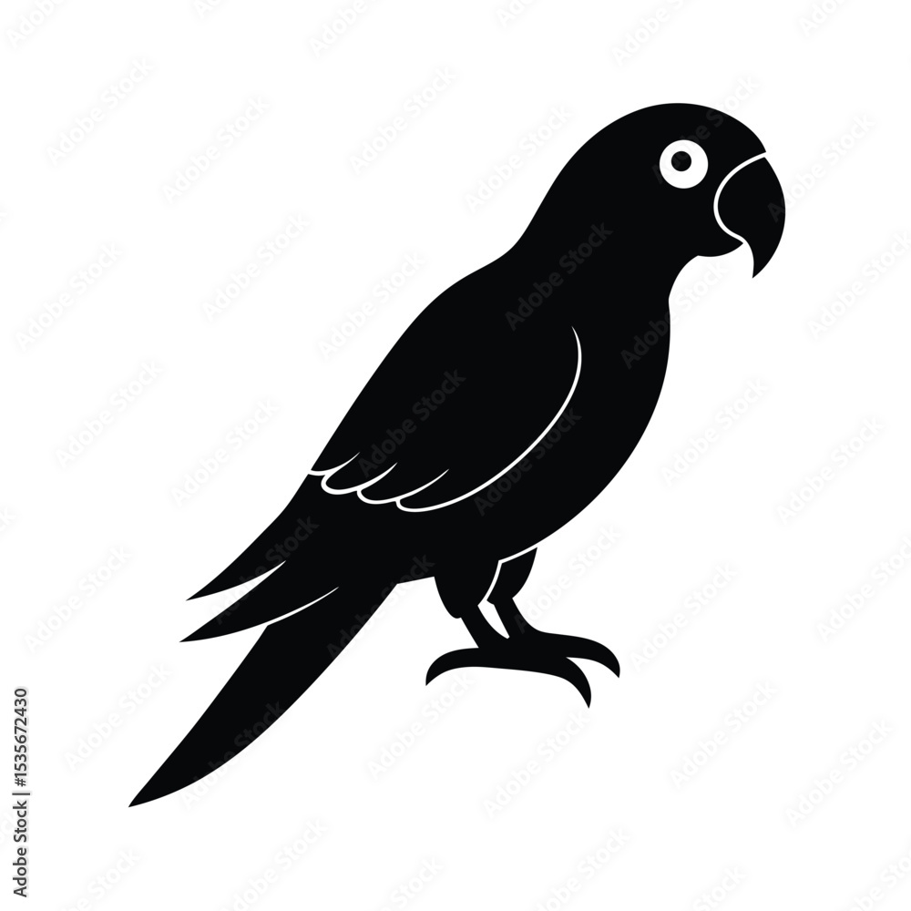 Obraz premium Parrot Preening Vector Silhouette