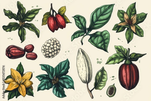 ultra HD visual of Hand drawn plants collection