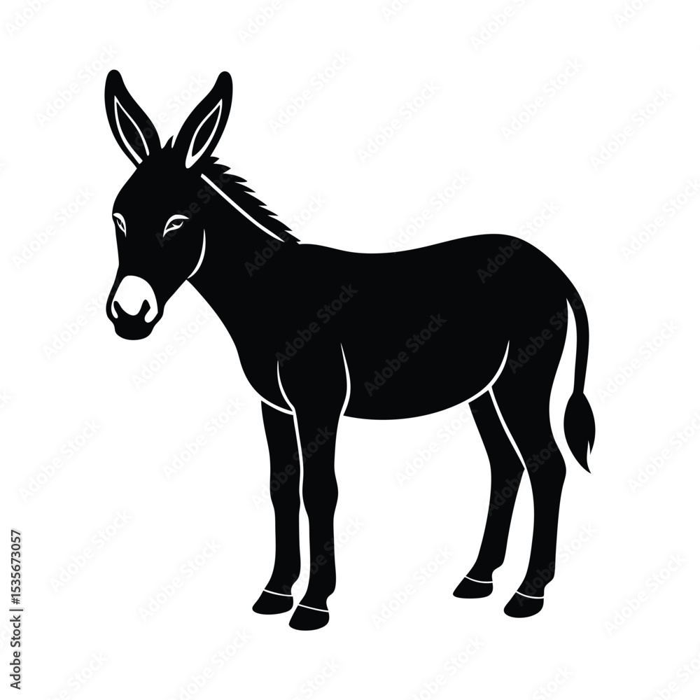 Obraz premium Donkey Standing Vector Silhouette
