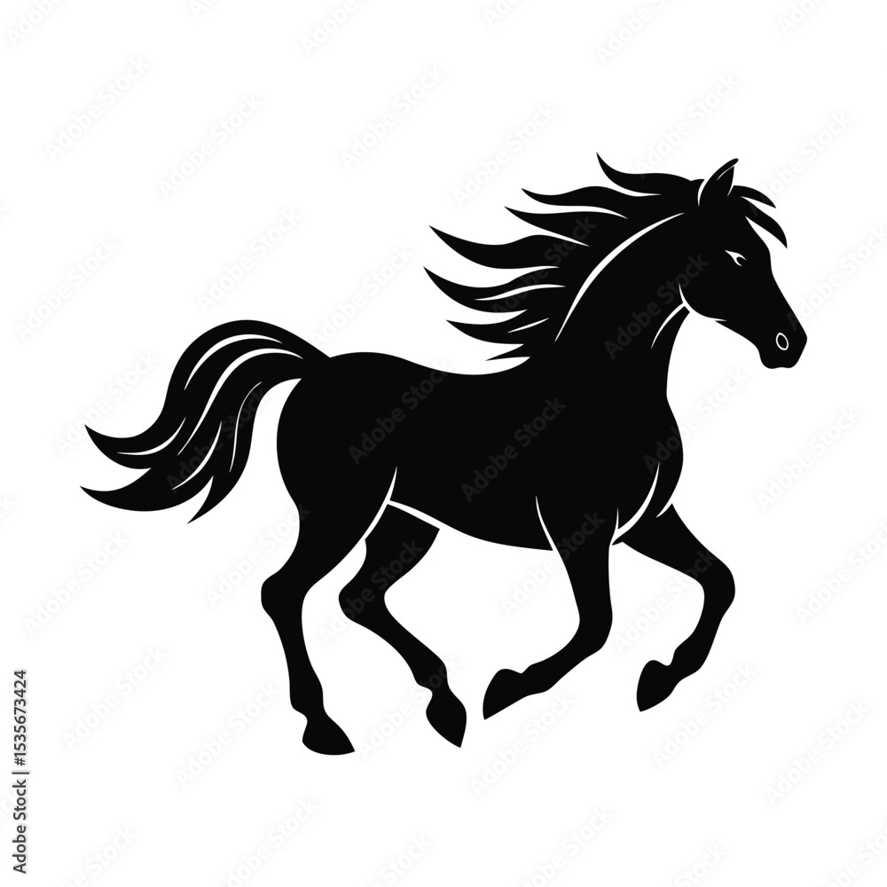 Obraz premium Horse Galloping Wind Vector Silhouette