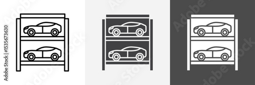 Multi Storey Parking icon set vector art