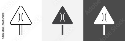 Narrow bridge ahead icon set vector art