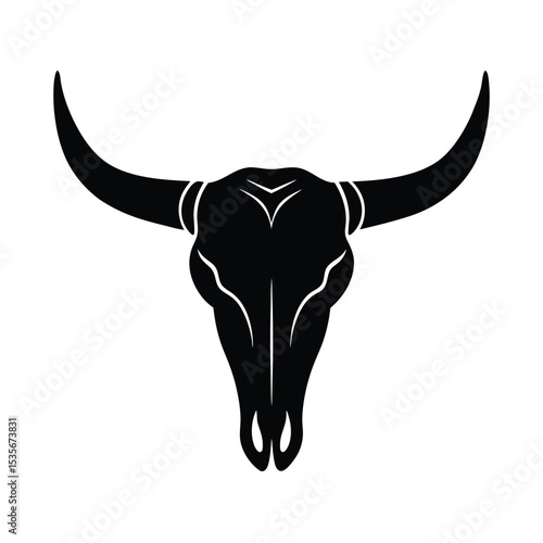 Minimalist Boho Bull Skull Vector Silhouette