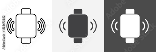 NFC bracelet connected icon set vector art