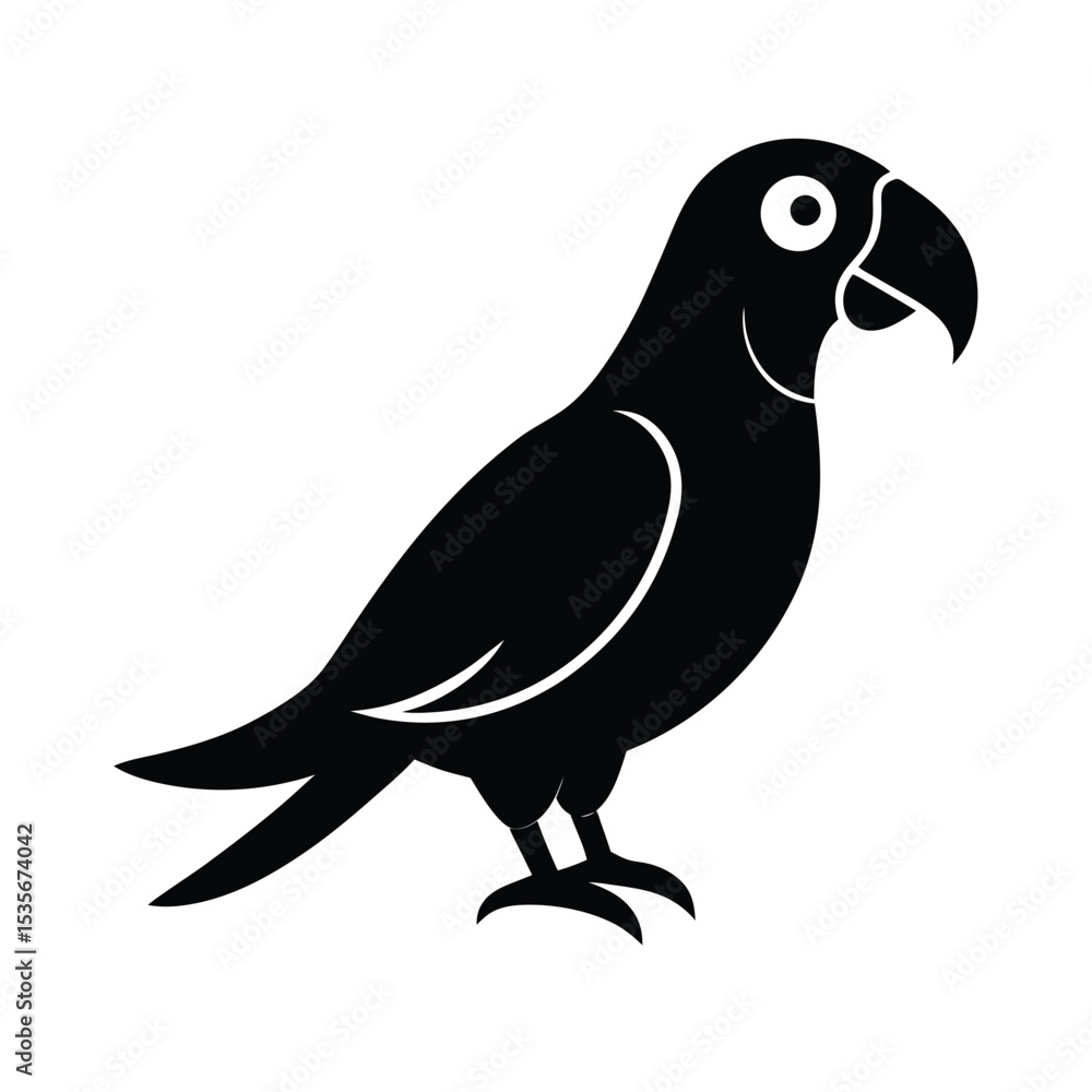 Fototapeta premium Minimalist Parrot Standing Vector Silhouette