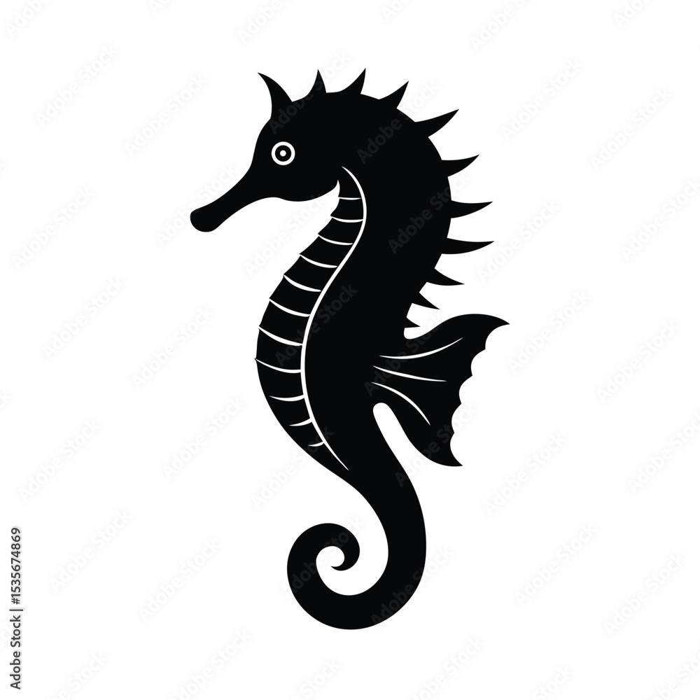 Fototapeta premium Seahorse Ocean Vector Silhouette