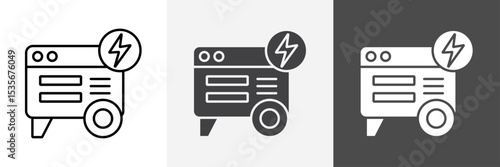 Portable power generator icon set vector art