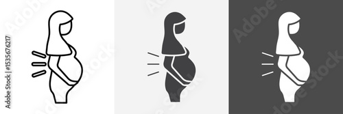 Pregnant woman backache icon set vector art