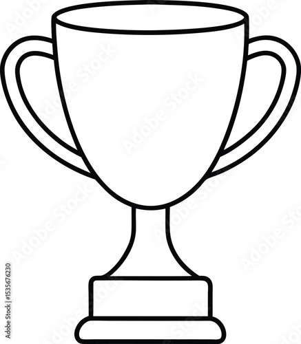 gold trophy cup icon line art vector illustration on transparent background