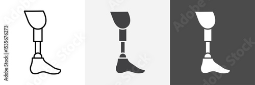 Prosthetic leg icon set vector art