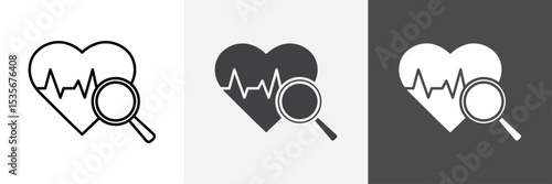 pulse heart check up icon set vector art