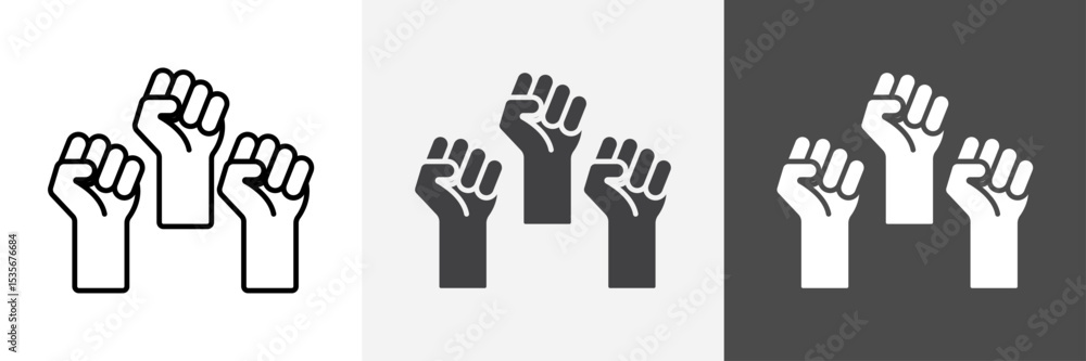Obraz premium raised fists icon set vector art