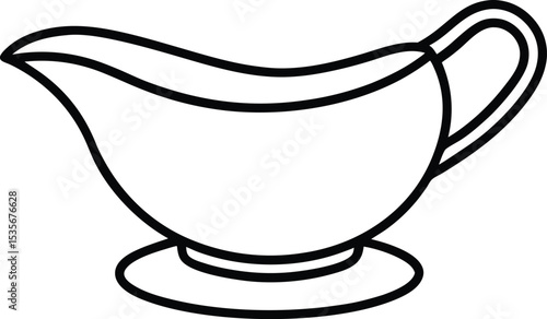 gravy boat icon line art vector illustration on transparent background