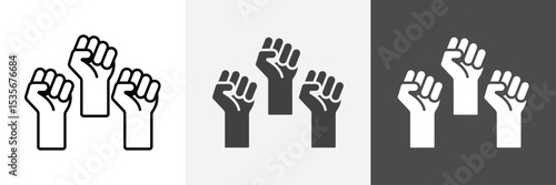 raised fists icon set vector art