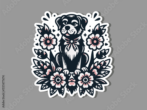 Vintage Dog Tattoo in Bold lines – Classic Old School Flash Design