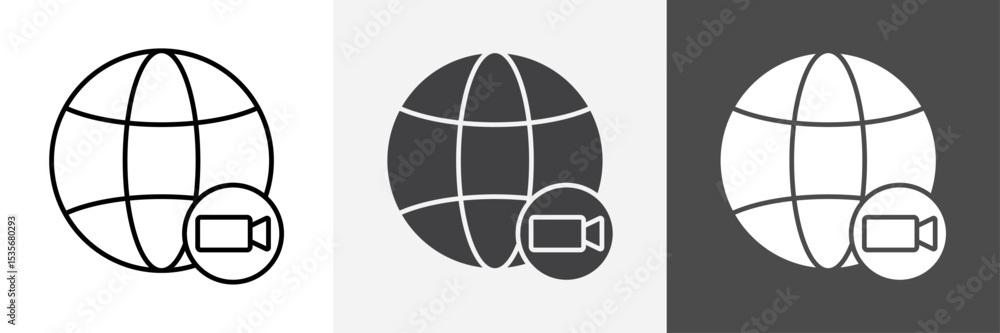 Naklejka premium Video chat conference icon set vector art