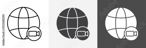 Video chat conference icon set vector art