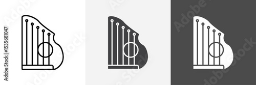 Konstfotografi zither icon set vector art