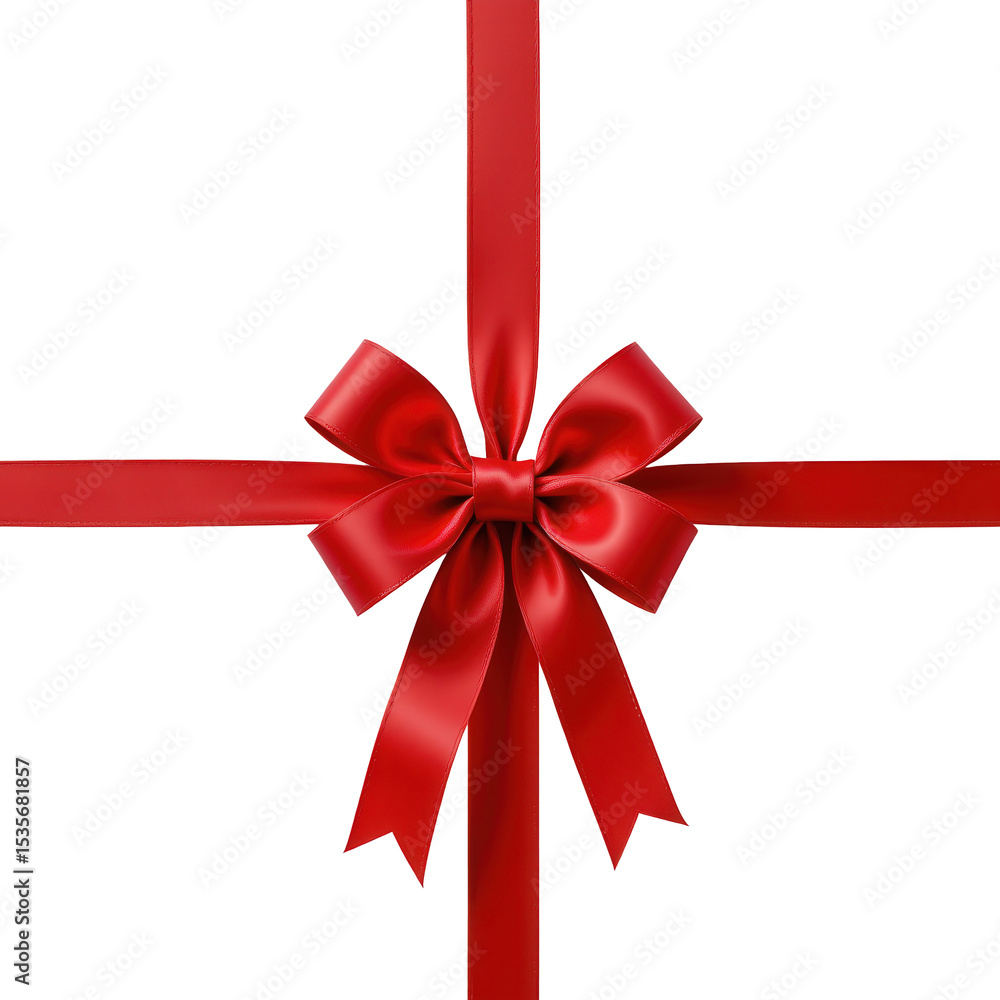 Elegant Red Ribbon Bow on a White Background Ideal for Gift Wrapping and Holiday Decoration Elegant Red Ribbon Bow on a White Background Ideal for Gift Wrapping and Holiday Decoration