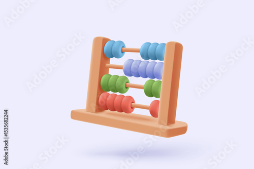 3d abacus unique icon signs for preschool lesson calculate at homework. calculation skill for education, back to school and study, university or college. 3d geometry icon vector render illustration