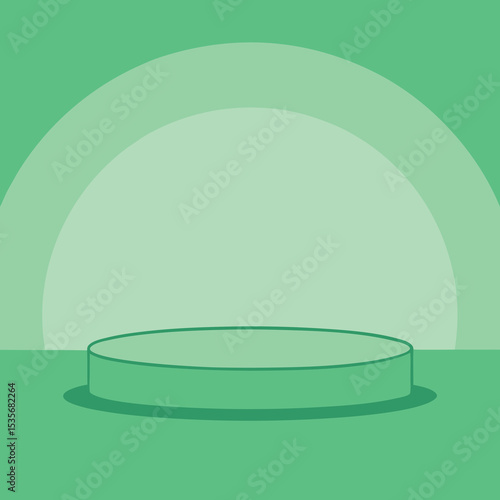 Minimalist Green Product Display Podium with Rounded Backdrop Ideal for Showcasing Items in a Clean Modern and Eye Catching Presentation Style