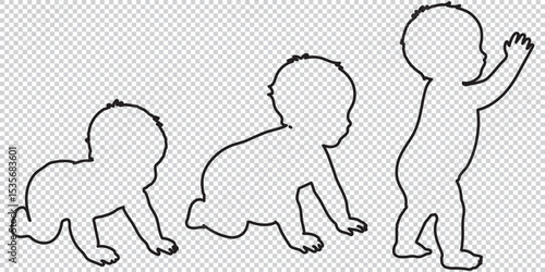 Children kids silhouette set, vector silhouette of children eps 10