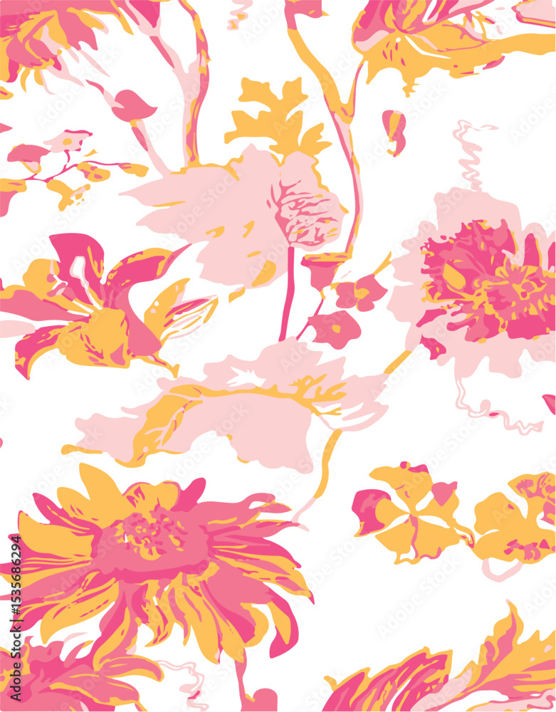 Obraz premium botanical floral, vector, seamless pattern , herbs and leaves ,big set, background with flowers
